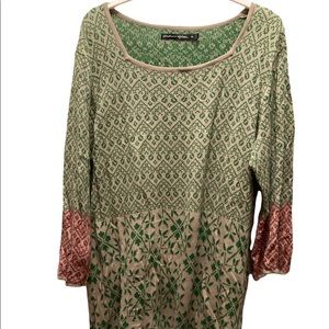 Gudrun Sjoden XL sweater dress in cotton. Red and green pattern.